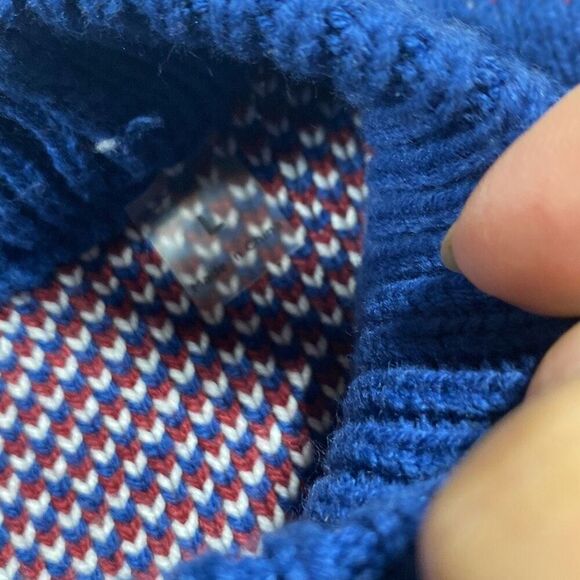 PacSun Fairisle Crew Sweater Large Chunky Nordic Ski Blue Heavyweight Large - Picture 10 of 14